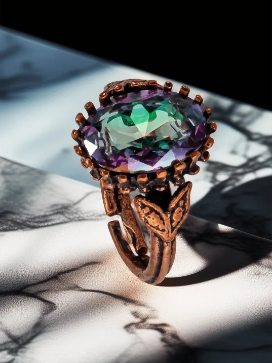 Kadın Bakır Bileklik Yüzük Set - Mistik Topaz Taş Mekik Ağaç Kabuğu Model İnce Metal Kutu Kuvars Taş Kadın Bakır Bileklik Yüzük Set - Mistik Topaz Taş Mekik Ağaç Kabuğu Model İnce Metal Kutu Kuvars Taş