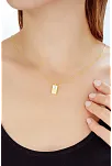 Kadın Gümüş Kolye - 18 Ayar Zirkon Taşlı Altın Gold Kaplama Külçe Model Gümüş Kadın Kolye