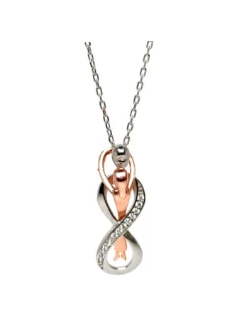 Sarılan Çift Bayan Gümüş Kolye