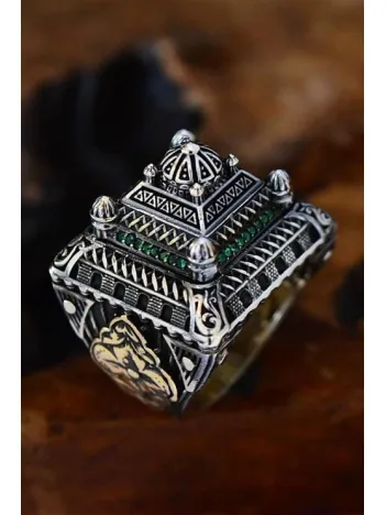 İslam Usta Tasarımı Ulu Kubbe Model Gümüş Erkek Yüzük GYZISLMSTM9-GMS