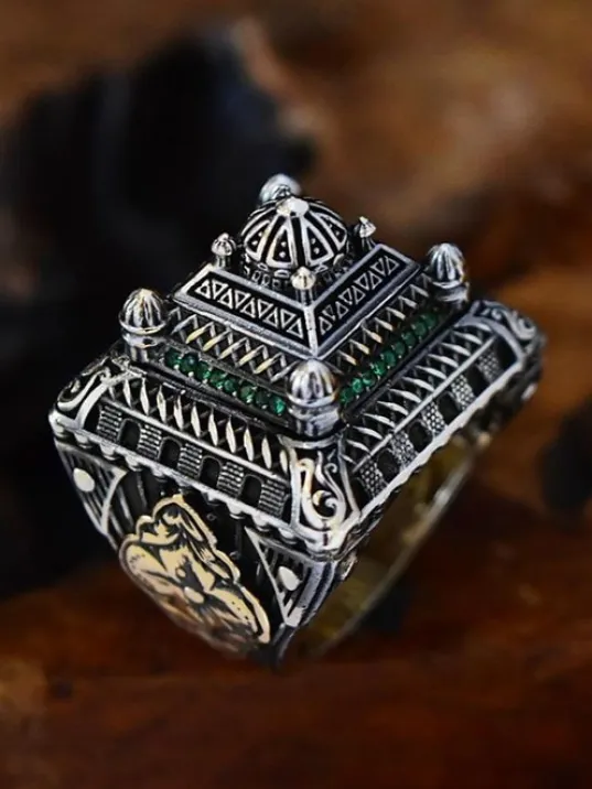 İslam Usta Tasarımı Ulu Kubbe Model Gümüş Erkek Yüzük GYZISLMSTM9-GMS İslam Usta Tasarımı Ulu Kubbe Model Gümüş Erkek Yüzük GYZISLMSTM9-GMS