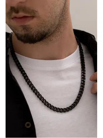 Siyah Çelik Gurmet Erkek Kolye Zincir CKLSYHGURMT