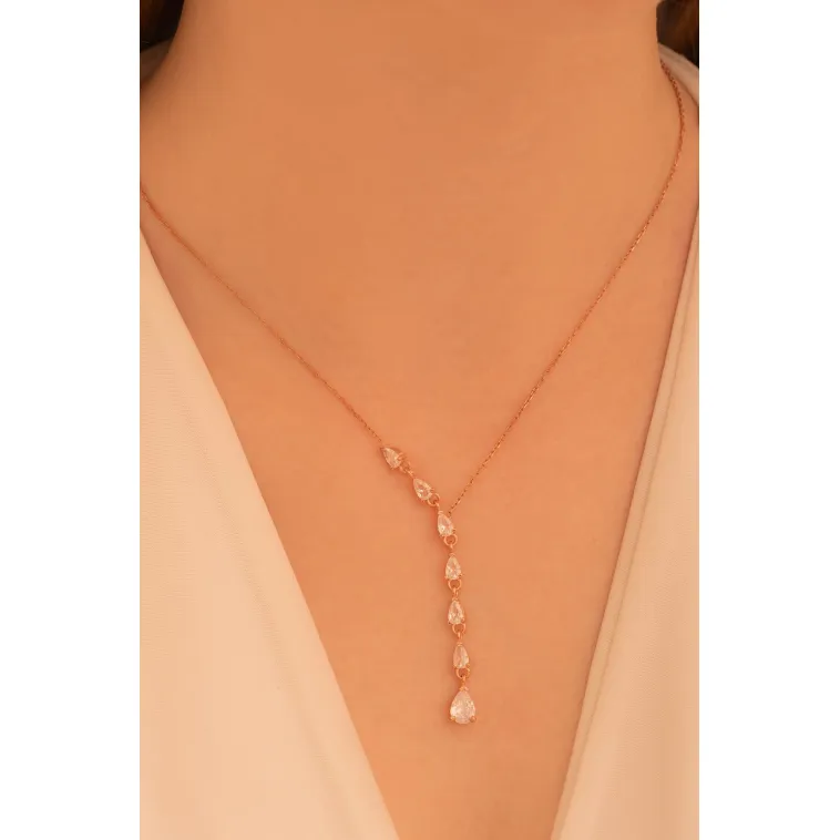 Zirkon Taşlı Rose Damla Model Kadın Gümüş Kolye GKLZRKNTDML-ROS Zirkon Taşlı Rose Damla Model Kadın Gümüş Kolye GKLZRKNTDML-ROS