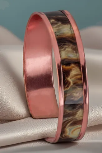 Kadın Bakır Bileklik - Mia Model Özel Baskı Metal Kutu Ve Kuvars Taşı
