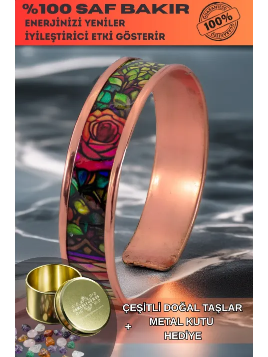 Kadın Bakır Bileklik - Roselaw Model Özel Baskı Metal Kutu Ve Doğal Taşlar Kadın Bakır Bileklik - Roselaw Model Özel Baskı Metal Kutu Ve Doğal Taşlar