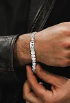 Erkek Gümüş Bileklik - 7mm Kesme Harf El İşçiliği İsim Yazılı Euro Zincir Gümüş Erkek Bileklik