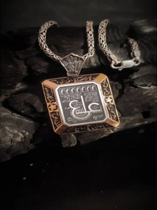 Hz.Ali Tılsımı İşlemeli 925 Ayar Kral Gümüş Kolye