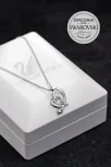 Kadın Gümüş Kolye - Swarovski Taşlı Zirconia Çift Kalpli Motifli Kadın Kolye