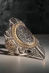 Erkek Omega Model Siyah Zirkon Taşlı 925 Ayar Gümüş Yüzük Zihgir Model