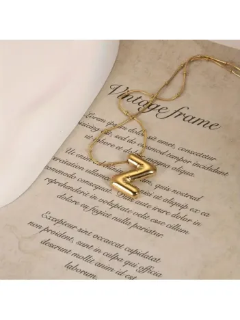 Kadın Çelik Kolye - Altın Kaplama Z Harfi Balon Harf Kadın Kolye