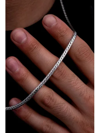 Erkek Gümüş Kolye - İnce İtalyan Bombeli Zincir Gümüş Kolye