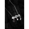 Kadın Gümüş Kolye - Sevgililer Günü - Hediye - Zirkon Taşlı Love Yazılı Kalp Motifli Kadın Kolye