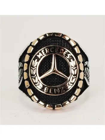 Mercedes Amblemli Logolu Erkek Gümüş Yüzük