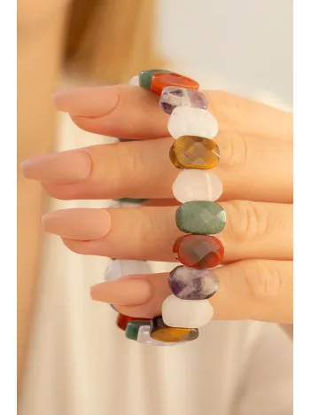 Kadın Doğaltaş Bileklik - 7 Çakra Doğal Taşı Çakra Taşları Bileklik