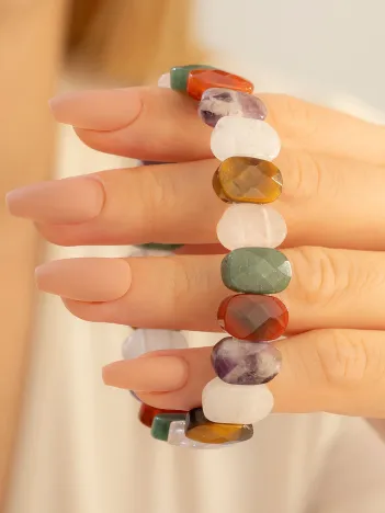 Kadın Doğaltaş Bileklik - 7 Çakra Doğal Taşı Çakra Taşları Bileklik