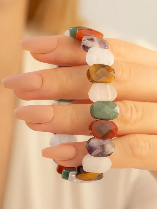 Kadın Doğaltaş Bileklik - 7 Çakra Doğal Taşı Çakra Taşları Bileklik Kadın Doğaltaş Bileklik - 7 Çakra Doğal Taşı Çakra Taşları Bileklik