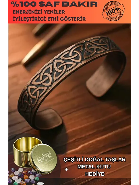 Erkek Kadın Bakır Bileklik - Alpha Model Bakır Bilezik Metal Kutu Ve Doğal Taşlı Erkek Kadın Bakır Bileklik - Alpha Model Bakır Bilezik Metal Kutu Ve Doğal Taşlı
