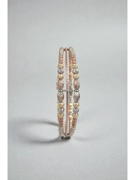 Kadın Gümüş Bileklik - Sarmal Dokulu Boncuk Üç Sıra Kelepçe Model Bilezik Kadın Gümüş Bileklik - Sarmal Dokulu Boncuk Üç Sıra Kelepçe Model Bilezik