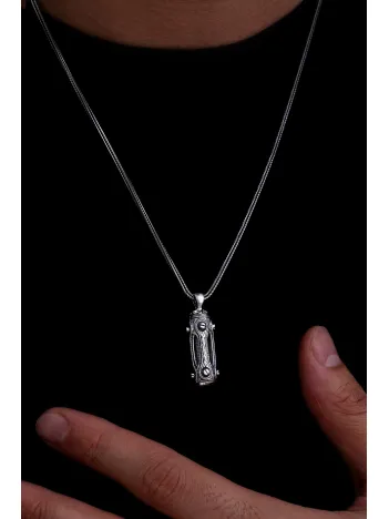 Erkek Gümüş Cevşen Kolye Zincir Otantik Tasarım