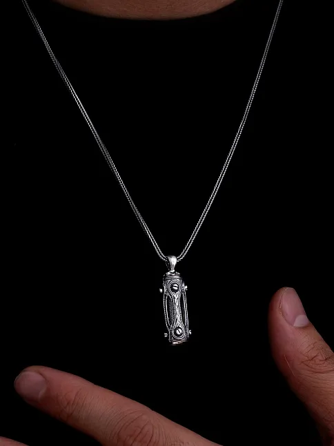 Erkek Gümüş Cevşen Kolye Zincir Otantik Tasarım