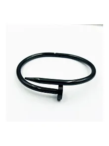 Spiral Çivi Model Erkek Çelik Bileklik-Siyah