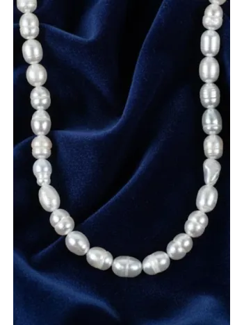 Gerçek Dizi İnci - Arpa 4mm Doğal Beyaz Yanar Dönerli Tatlısu Yuvarlak İnci Takı Yapım Malzemesi