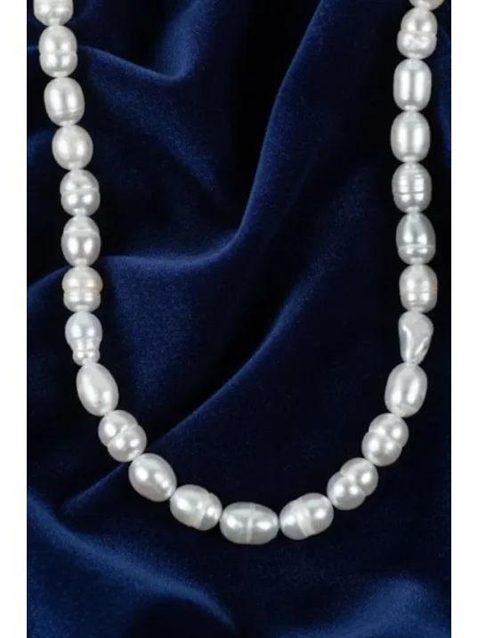 Gerçek Dizi İnci - Arpa 4mm Doğal Beyaz Yanar Dönerli Tatlısu Yuvarlak İnci Takı Yapım Malzemesi