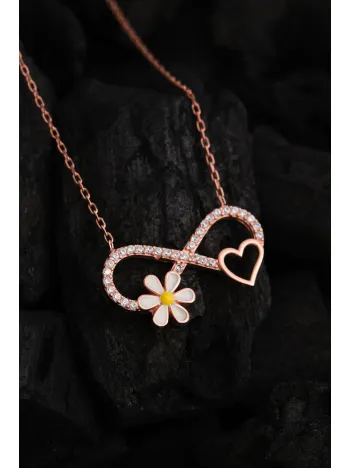 Kadın Gümüş Kolye - Sevgililer Günü - Hediye - Zirkon Taşlı Sonsuzluk Model  Kadın Kolye