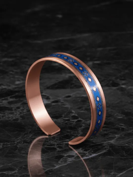 Kadın Bakır Bileklik Yüzük Set - Lola Model Özel Baskı Metal Kutu Ve Kuvars Taşı