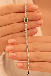 Kadın Gümüş Bileklik - Peri Zümrüt Taşlı Damla Model Kadın Bileklik