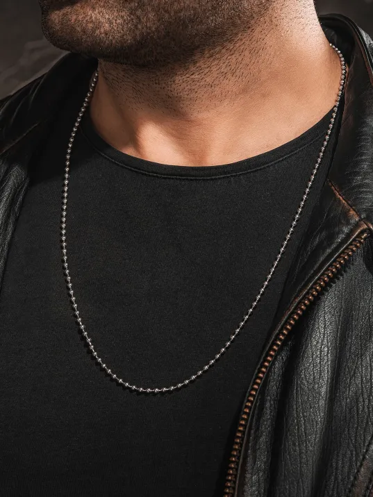 Orta Kalınlıkta Top Paslanmaz Çelik Erkek Kolye Zincir CKLTOPZİNCR-GMS