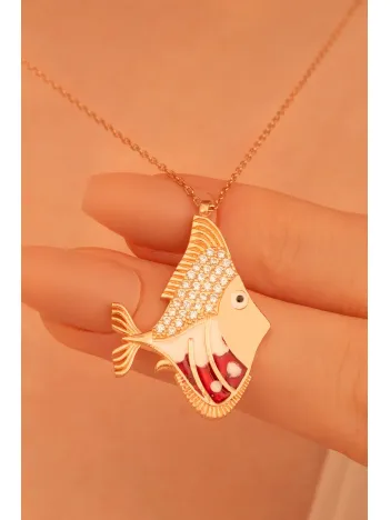 Balık Burcu Bayan Gümüş Kolye Harika Tasarım-Rose (bronz)