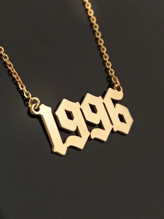 Kişiye Özel Gotik İsim Yazılan Altın Renk Erkek Gümüş Kolye Zincir GKLALTKISIM