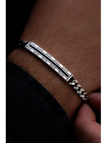 Erkek Gümüş Bileklik - Monako Gurmet Zincirli Oksitli Model Gümüş Bileklik