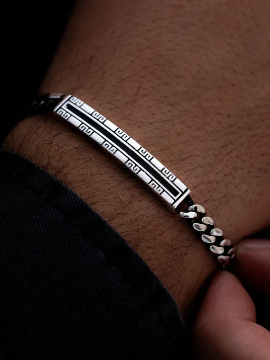 Erkek Gümüş Bileklik - Monako Gurmet Zincirli Oksitli Model Gümüş Bileklik