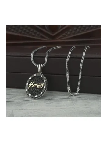 Kemal Atatürk Oval Model Gümüş Erkek Kolye