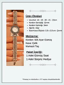 Kadın Gümüş Saat - Gelin Saati - 3 Sıra Inci Kordon 925 Ayar Gümüş Kadın Saat Incili Model - 1