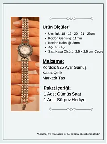 Kadın Gümüş Saat - Gelin Saati - 3 Sıra Inci Kordon 925 Ayar Gümüş Kadın Saat Incili Model - 1