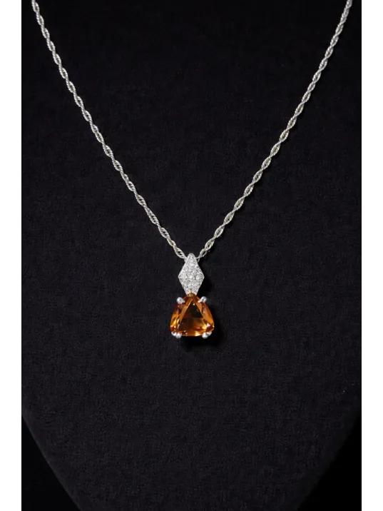 Kadın Gümüş Kolye Küpe Set - Üçgen Kesim Zultanit Taşlı Gümüş Set