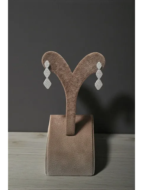 Kadın Gümüş Küpe - Kleopatra Model Zirkon Taşlı Su Yolu Küpe