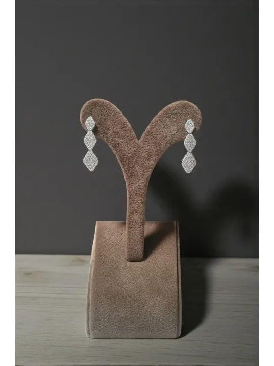 Kadın Gümüş Küpe - Kleopatra Model Zirkon Taşlı Su Yolu Küpe