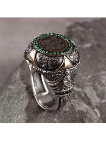 İslam Usta Tasarımı Osmanlı Devleti Arması Erkek Yüzük