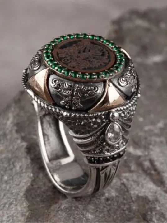 İslam Usta Tasarımı Osmanlı Devleti Arması Erkek Yüzük