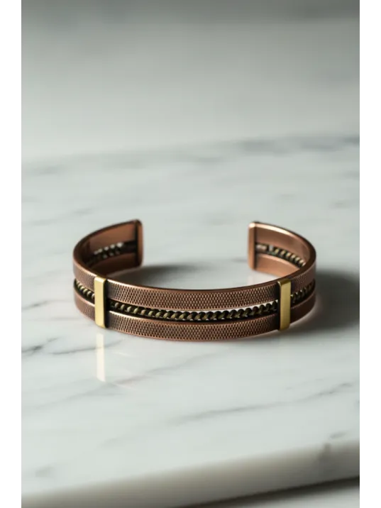 Erkek Kadın Bakır Bileklik - Atlas Otantik Model Bakır Bilezik Metal Kutu Ve Doğal Taşlar