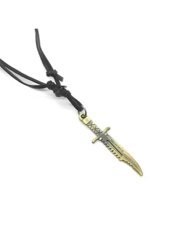 Avcı Bıçak Motif Bakır Erkek Deri Kolye Büyük Boy DKL000KILIC