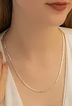 Kadın Gümüş Kolye - 2mm 925 Ayar Küp Zincir Gümüş Kolye