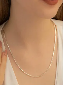 Kadın Gümüş Kolye - 2mm 925 Ayar Küp Zincir Gümüş Kolye