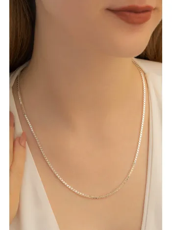 Kadın Gümüş Kolye - 2mm 925 Ayar Küp Zincir Gümüş Kolye
