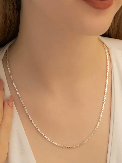Kadın Gümüş Kolye - 2mm 925 Ayar Küp Zincir Gümüş Kolye