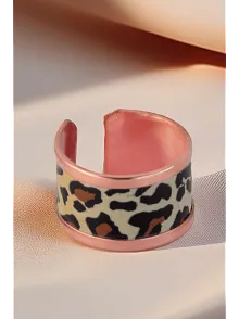 Kadın Bakır Yüzük - Leopar Model Özel Baskı Metal Kutu Ve Kuvars Taşı